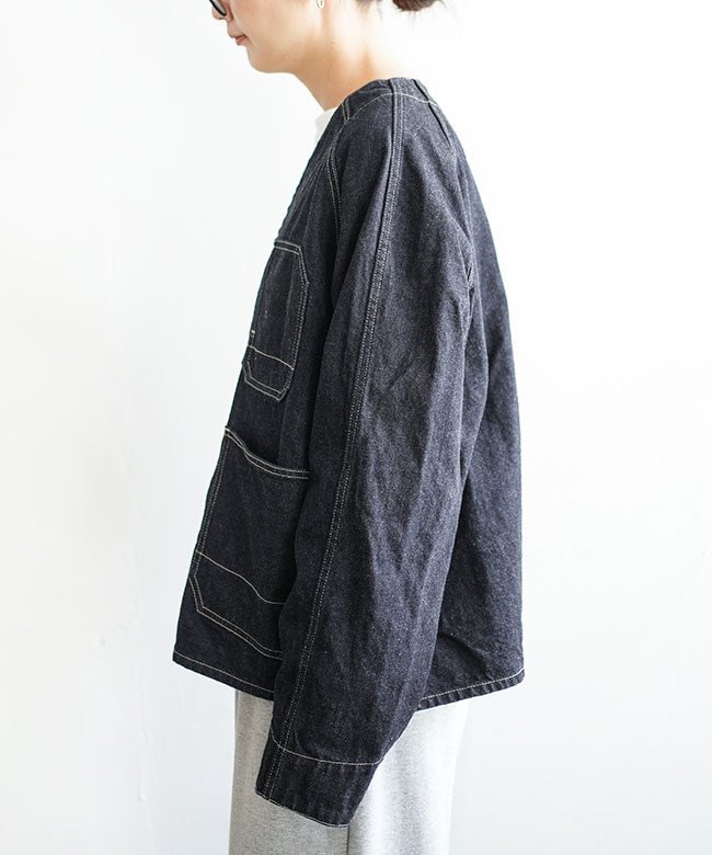 ST-186]Veritecoeur(ヴェリテクール) ノーカラーデニムカバーオール