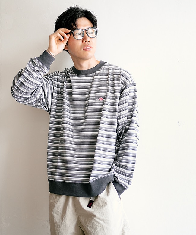 ◇[DT-C0204TCB]DANTON(ダントン) ストライプロングスリーブTシャツ