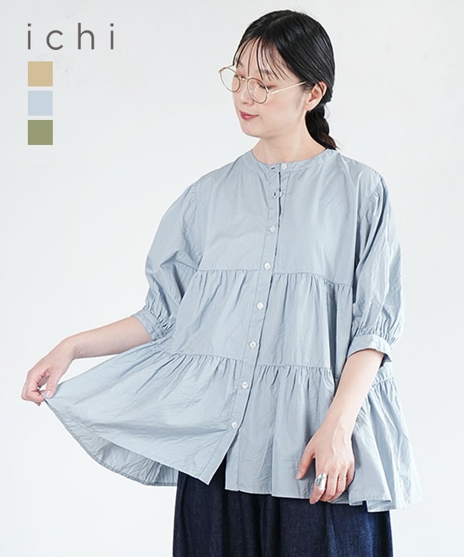 SALE 20%OFF】ICHI(イチ) ブロードシャツ レディース トップス 半袖