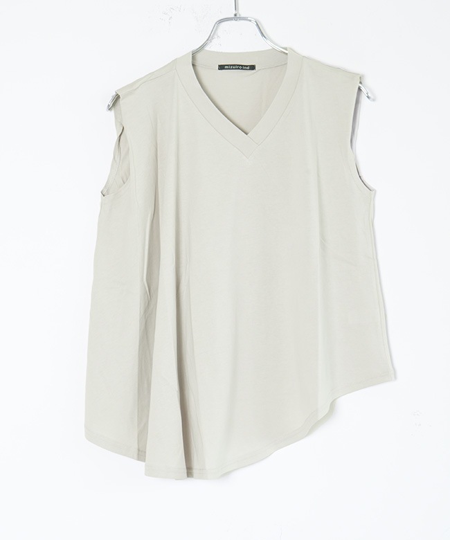 SALE 30%OFF】mizuiro ind(ミズイロインド)V neck asymmetry N/S P/O V
