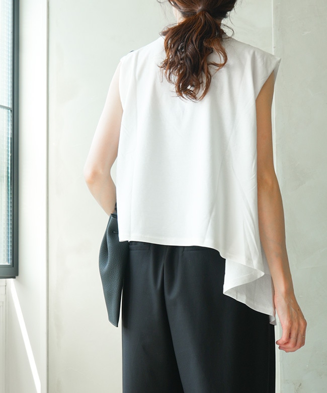 SALE 10%OFF】mizuiro ind(ミズイロインド)V neck asymmetry N/S P/O V