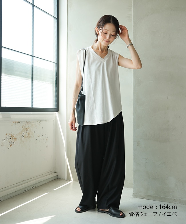 SALE 20%OFF】mizuiro ind(ミズイロインド)V neck asymmetry N/S P/O V