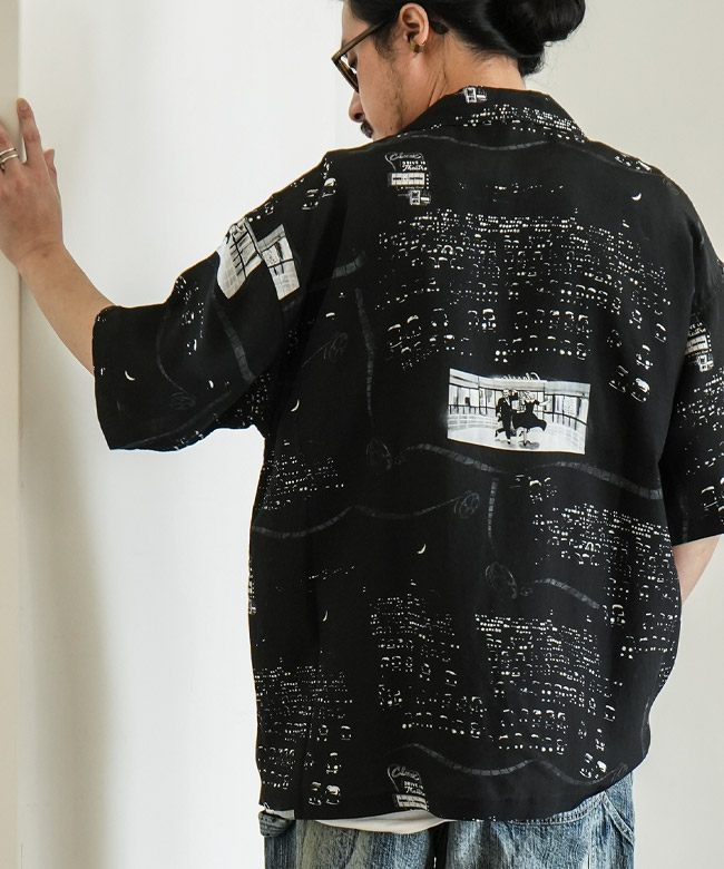 【美品】Porter Classic ポータークラシック 長袖アロハシャツ 黒M PORTER CLASSIC(ポータークラシック) ALOHA SHIRT DRIVE-IN THEATER