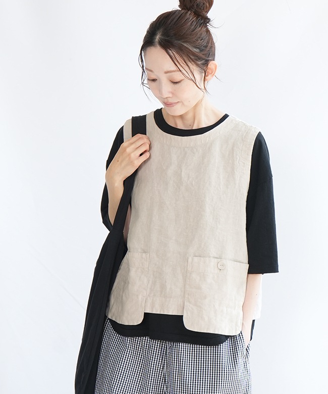 TB25201] tumugu(ツムグ) リネンキャンバス2wayベスト