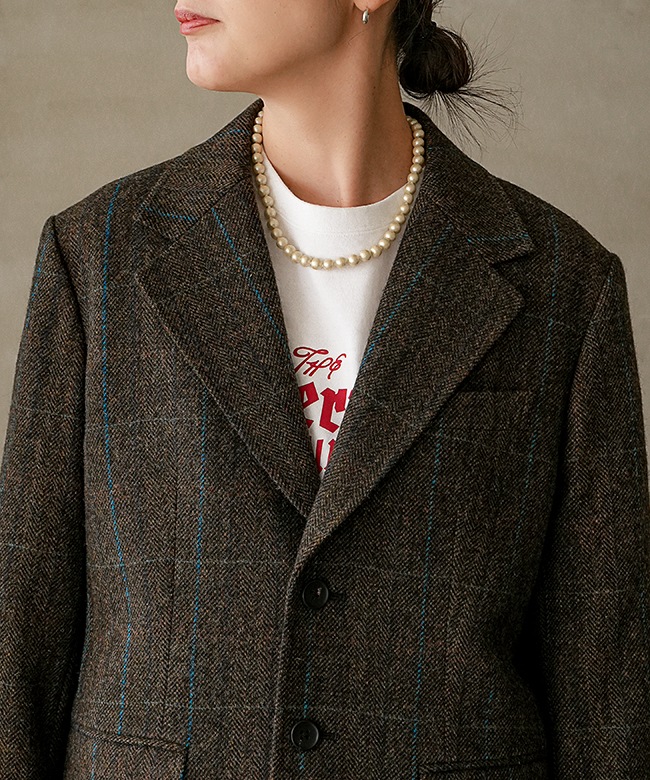 THE SHINZONE チェック柄 ツイード シングル ブレストジャケット SHINZONE ❁ ツイード シングル ブレストジャケット グレンチェック