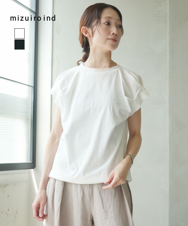 SALE 30%OFF】mizuiro ind(ミズイロインド)フリルスリーブクルーネック 