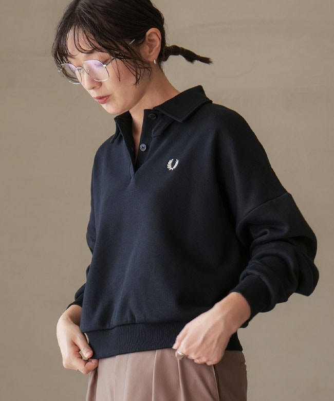 フレッドペリー FRED PERRY ポロスウェット ネイビー FRED PERRY(フレッドペリー) Brushed Back Sweatshirt Polo ブラッシュ