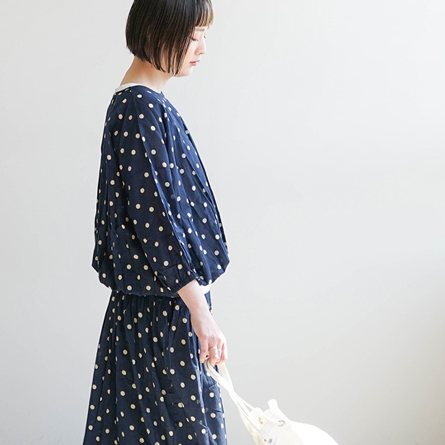 NSL22012]SOIL(ソイル)CO VOILE DOT PRINT GATHERED SMOCK