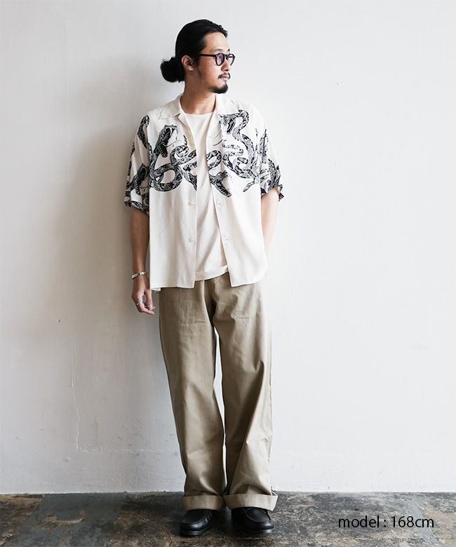 GL39440]gold(ゴールド) “MONOTONE RATTLE SNAKE” OPEN SHIRT