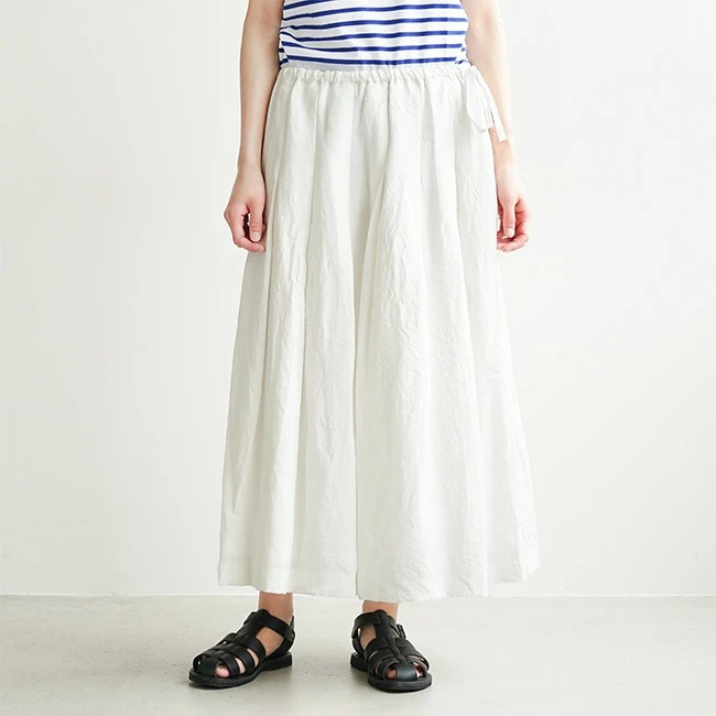 ◇【訳あり/5%OFF】[135128] ina(イナ) リネンウエスト紐タック ロング