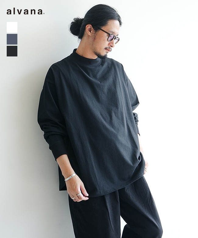 ALV-00137]alvana(アルヴァナ) 空紡 MIDLE NECK ROUND L/S TEE SHIRTS