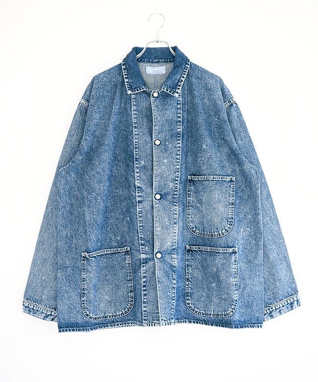 D32500]tsuzuli(ツヅリ) COVERALLS JACKET INDIGO DENIM(ACID WASH