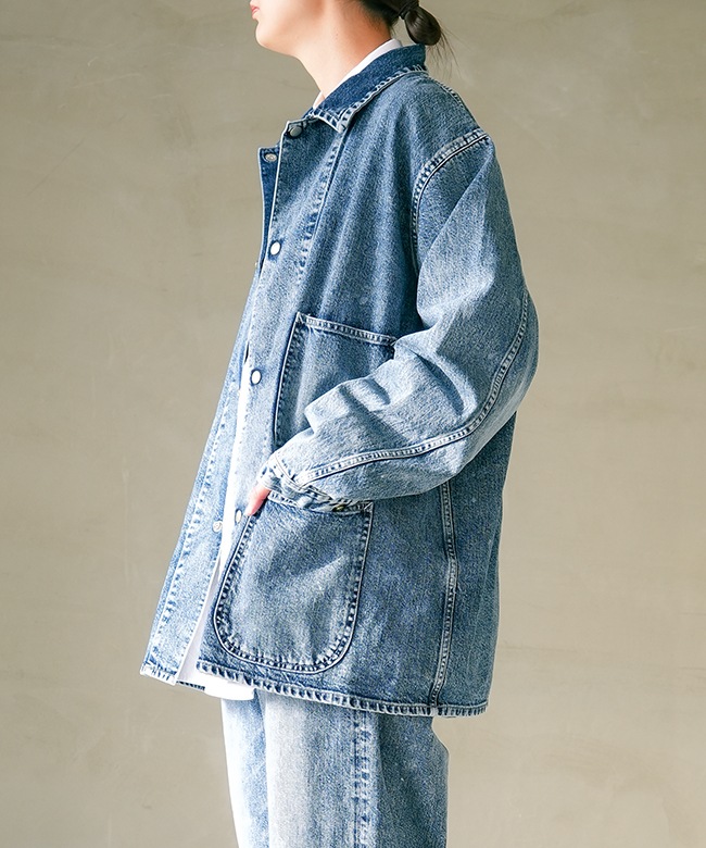 ◎◎[D32500]tsuzuli(ツヅリ) COVERALLS JACKET INDIGO DENIM(ACID