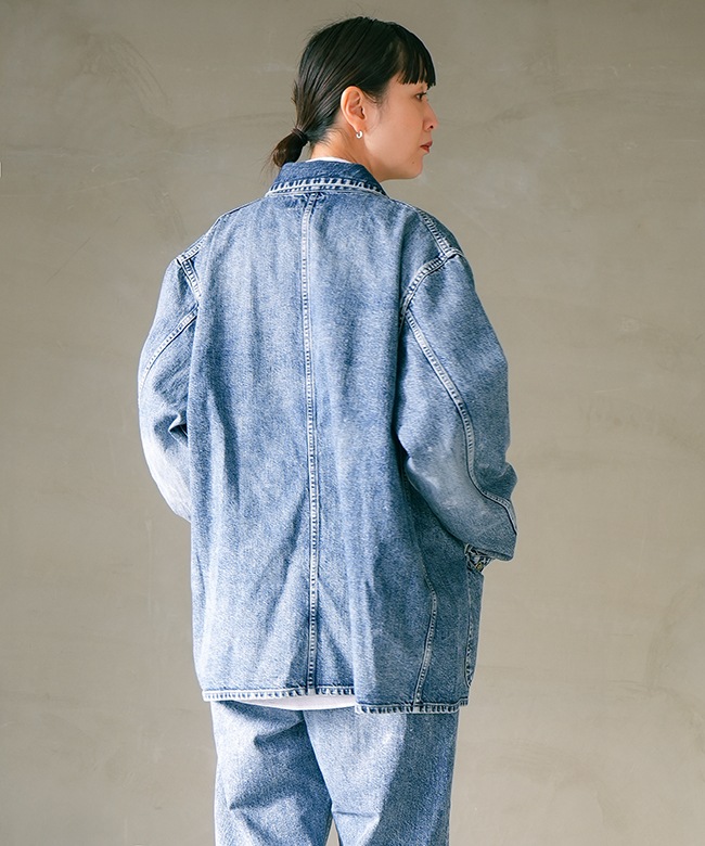 SALE 50%OFF】tsuzuli(ツヅリ) COVERALLS JACKET INDIGO DENIM(ACID