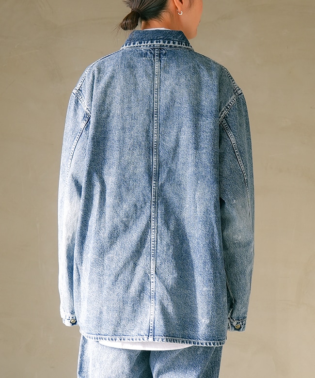 SALE 50%OFF】tsuzuli(ツヅリ) COVERALLS JACKET INDIGO DENIM(ACID