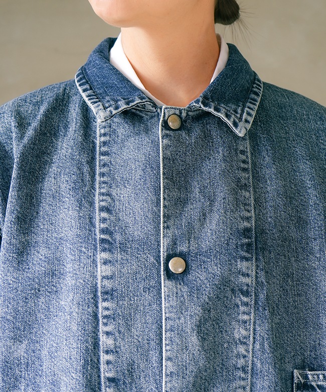 SALE 50%OFF】tsuzuli(ツヅリ) COVERALLS JACKET INDIGO DENIM(ACID
