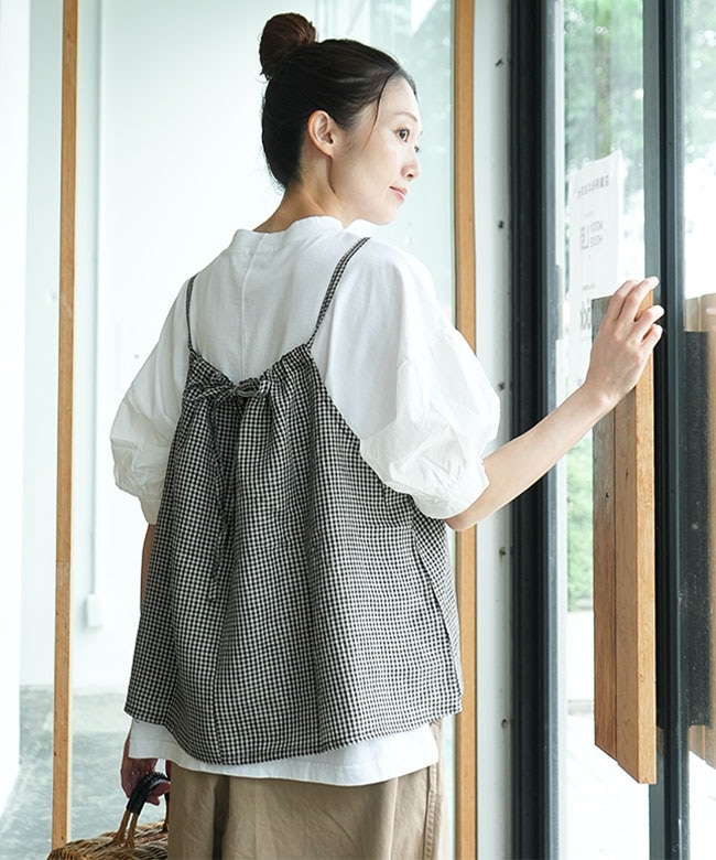 OUTLET商品♠ BASSOLS/バッソルズ　リネンセット　ブルー　WD blue willow(ブルーウィロー) 別注カラーあり リネンキャミブラウス