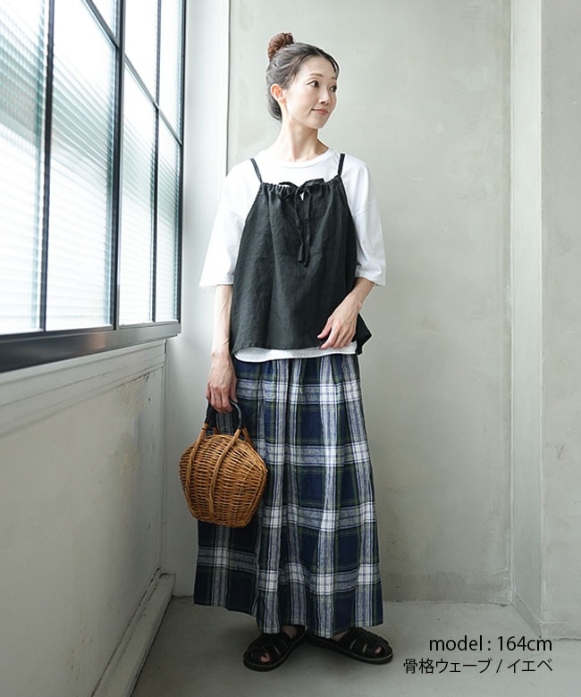 blue willow(ブルーウィロー) 別注カラーあり リネンキャミブラウス