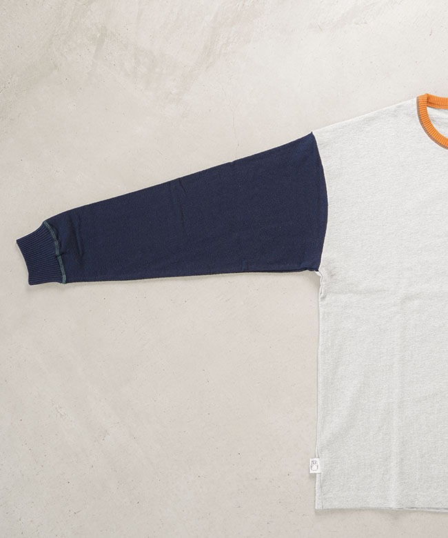 gym master(ジムマスター)ブロックインレー クルーネックロングTシャツ