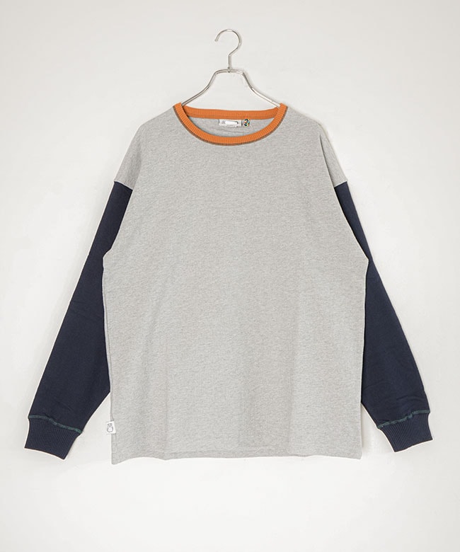 gym master(ジムマスター)ブロックインレー クルーネックロングTシャツ