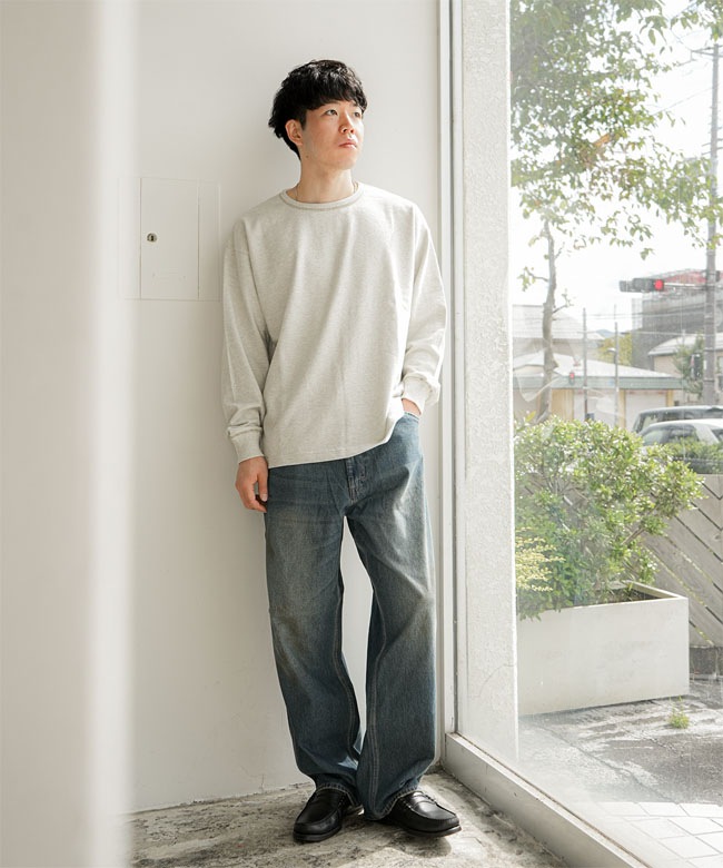gym master(ジムマスター)ブロックインレー クルーネックロングTシャツ