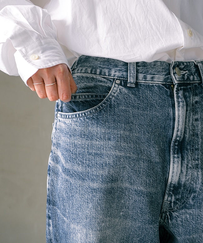 D12500]tsuzuli(ツヅリ) EZ 5P PANTS INDIGO DENIM (ACID WASH) パンツ