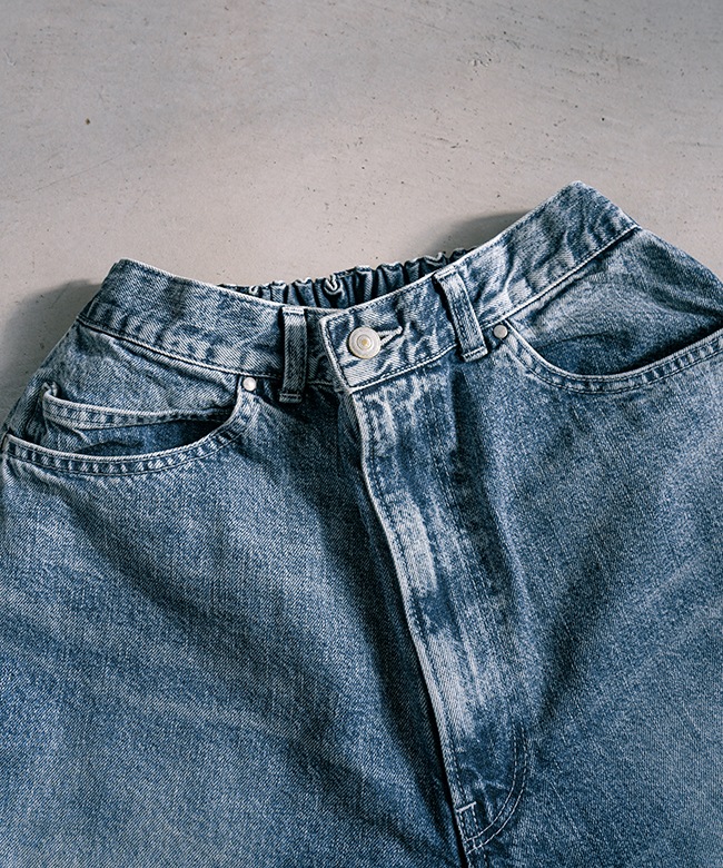 D12500]tsuzuli(ツヅリ) EZ 5P PANTS INDIGO DENIM (ACID WASH) パンツ