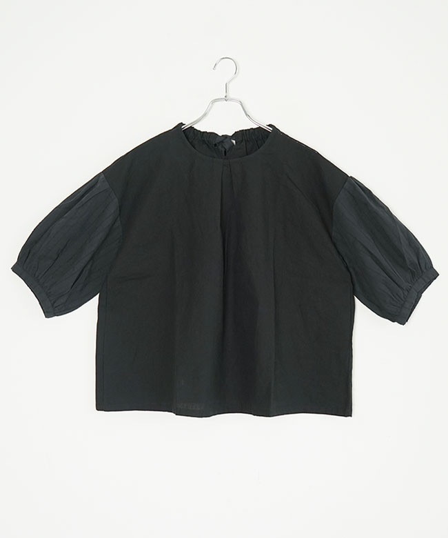 SALE 10%OFF】blue willow(ブルーウィロー) C/L袖別布切替ブラウス