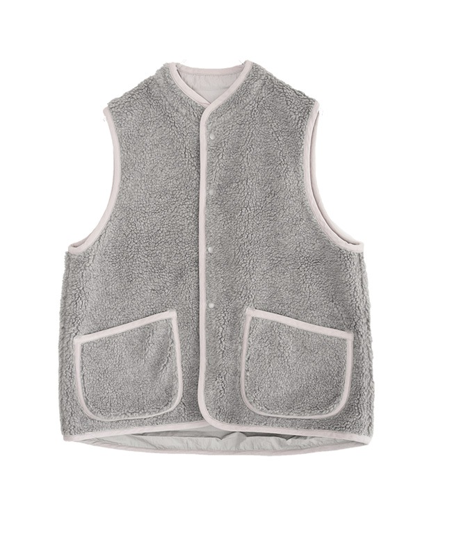 【未使用品】ナチュラルランドリー リバーシブルベスト　ボア　パイピング SALE 20%OFF】[7254V-001]NATURAL LAUNDRY(ナチュラルランドリー)ボア