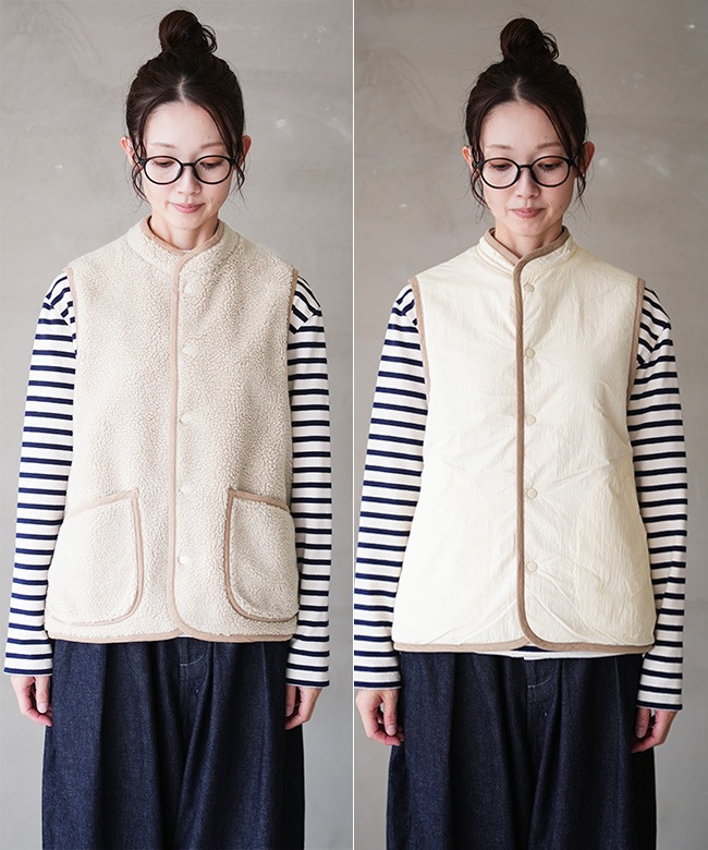 7254V-001]NATURAL LAUNDRY(ナチュラルランドリー)ボアリバーシブル