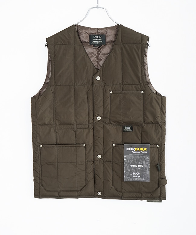 TAION-001BWK]TAION(タイオン) WORK V NECK BUTTON DOWN VEST ワークV