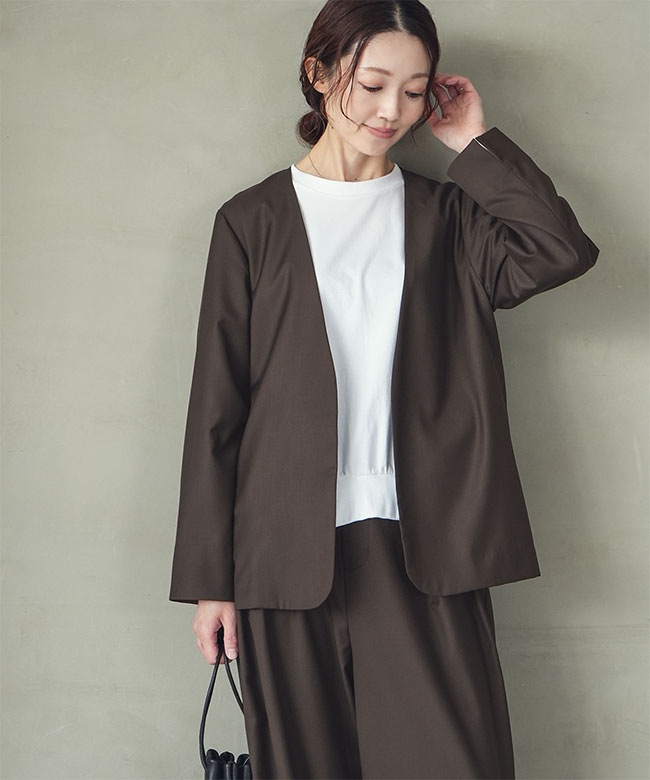 SOLAMONAT LARMEソラモナラーム　ジャケット　チャコールグレー ◇[SMLM-JK]SOLAMONAT LARME(ソラモナラーム) ノーカラージャケット