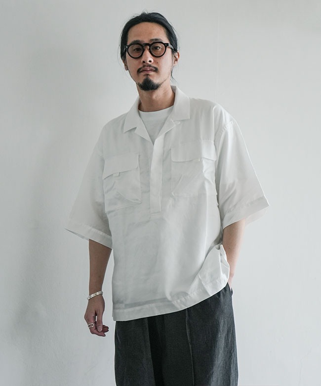 いなゆう　　ミリタリー風 ホワイトボタンシャツ NORMAL EXPERT(ノーマルエキスパート) 65 SHIRT type-2 65シャツ