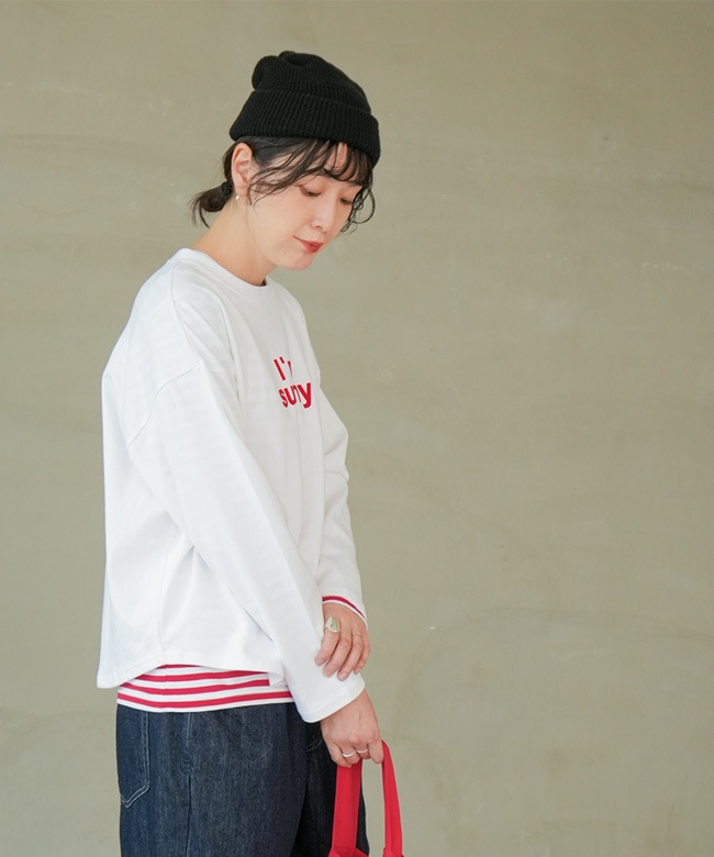 ◇SOLAMONAT(ソラモナ) 40/2度詰め天竺ボーダーL/S レディース