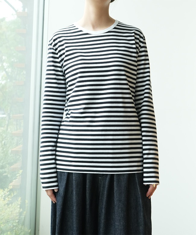◇SOLAMONAT(ソラモナ) 40/2度詰め天竺ボーダーL/S レディース