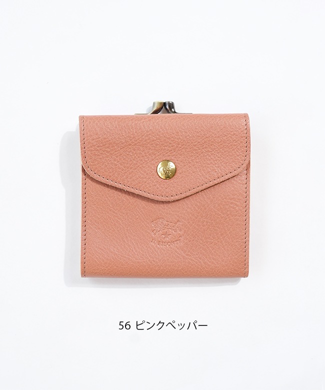 IL BISONTE 三つ折り財布 限定色 デイジーピンク 本革 がま口　美品 IL BISONTE 三つ折り財布 限定色 デイジーピンク 本革 がま口 美品 IL