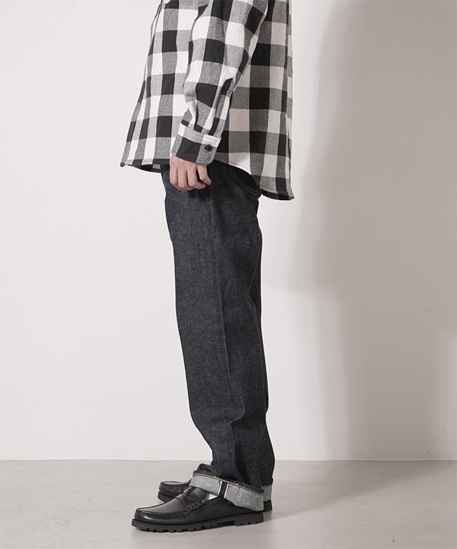 ★GLOWNY★BONES DENIM PANTS (KHAKI BROWN)★正規品/直送料込 GL42473A]gold(ゴールド) RECYCLED WASTE SUVIN COTTON YARN