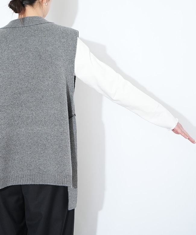 mizuiro ind ニットベスト ダークグレー mizuiroind（ミズイロインド） ヘアリー Vネックベスト / レディース