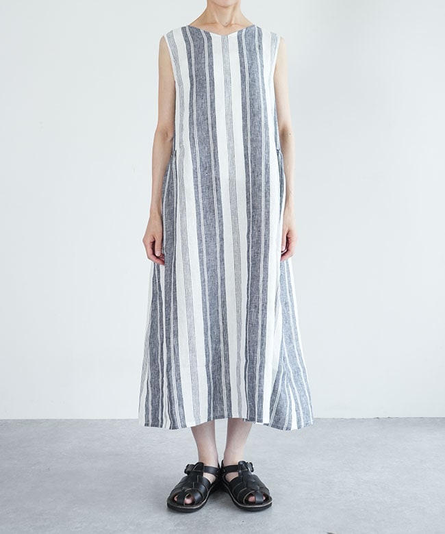 blue willow(ブルーウィロー) Lノースリーブギャザーワンピース