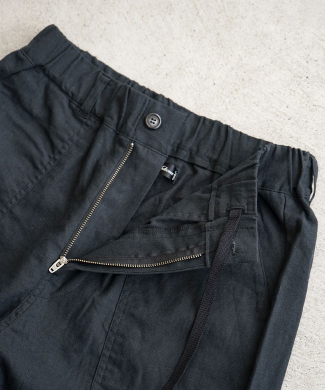 新品未使用 Upscape Audience 綿麻ベイカーパンツ ブラック L 綿麻ビンテージソフトキャンバス ベイカー ワイドイージーパンツ【MADE