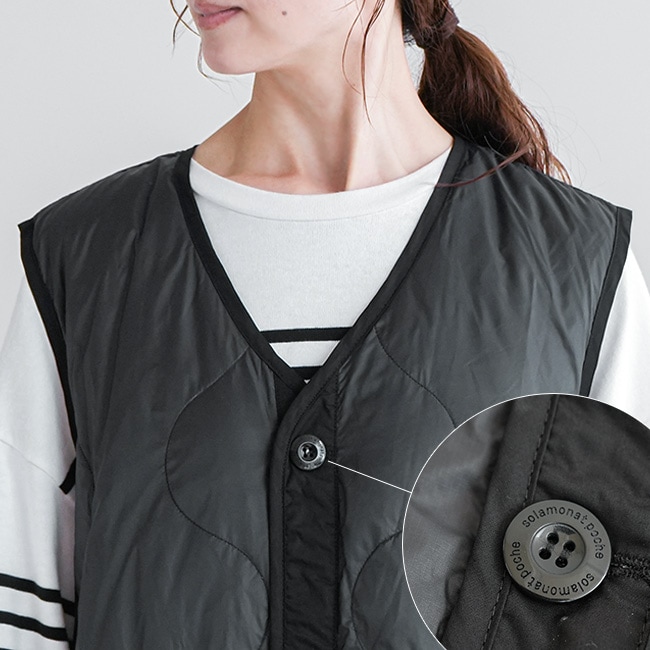 SALE 50%OFF】◇[poche-quilt-vest]solamonat poche