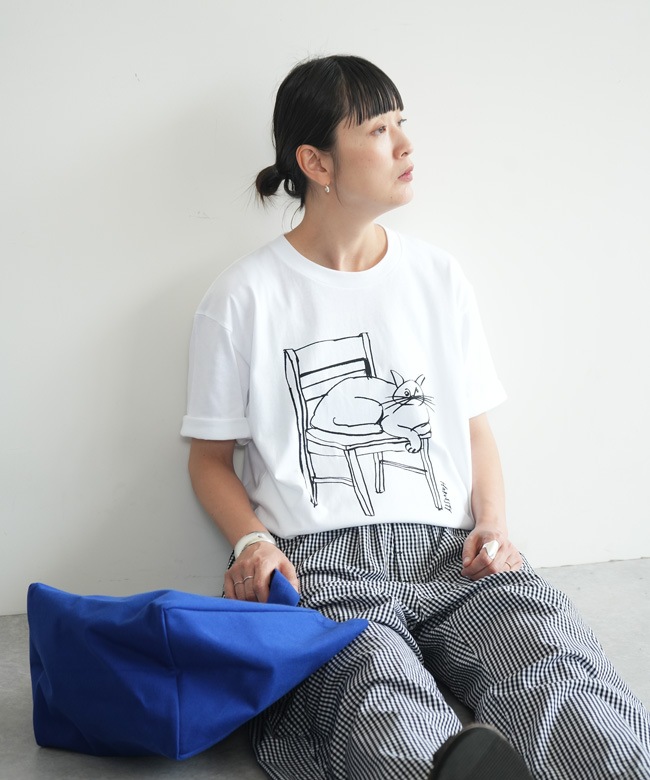 A52513]HARVESTY(ハーベスティ)PRINTED T-SH＜CAT＆CHAIR＞プリントTee