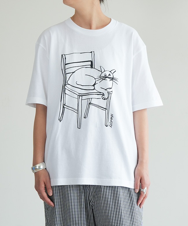 A52513]HARVESTY(ハーベスティ)PRINTED T-SH＜CAT＆CHAIR＞プリントTee