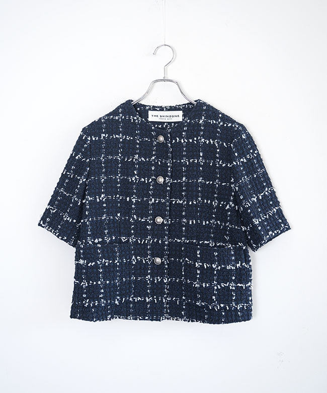 THE SHINZONE(ザ シンゾーン) TWEED HALF SLEEVE JACKET ツイード