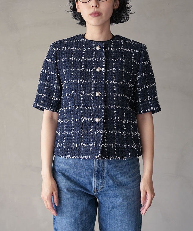 THE SHINZONE(ザ シンゾーン) TWEED HALF SLEEVE JACKET ツイード