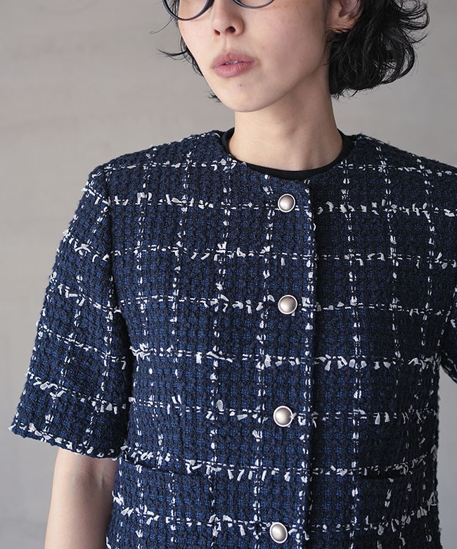 THE SHINZONE(ザ シンゾーン) TWEED HALF SLEEVE JACKET ツイード