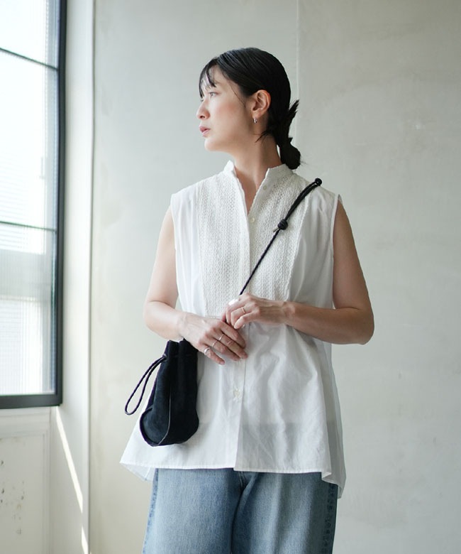 SALE 30%OFF】MIDIUMISOLID(ミディウミソリッド) wide shirt with lace 