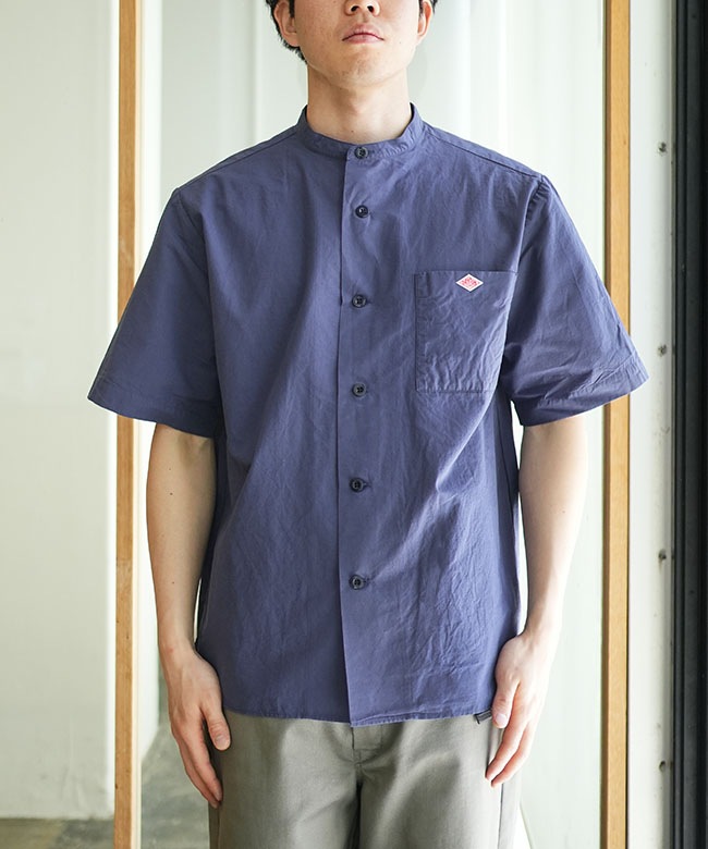 ◇DANTON(ダントン) BAND COLLAR SHIRT S/S バンドカラーシャツ