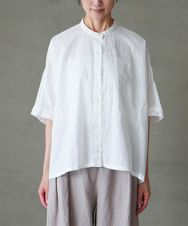 mizuiro-ind ホワイトリネンシャツ 半袖 SALE 20%OFF】[2-230110]mizuiro ind(ミズイロインド)linen