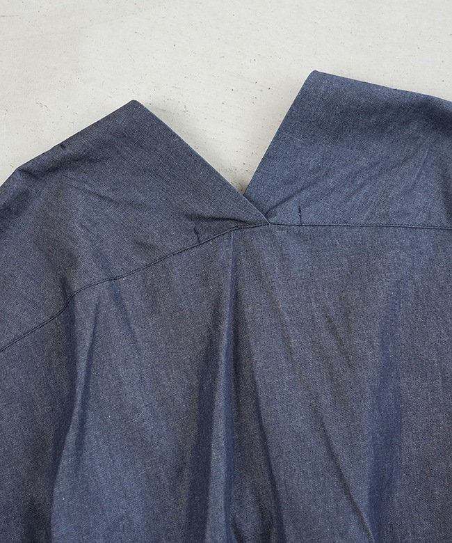 1-230156]mizuiro ind(ミズイロインド)Vネックデニムシャツ レディース